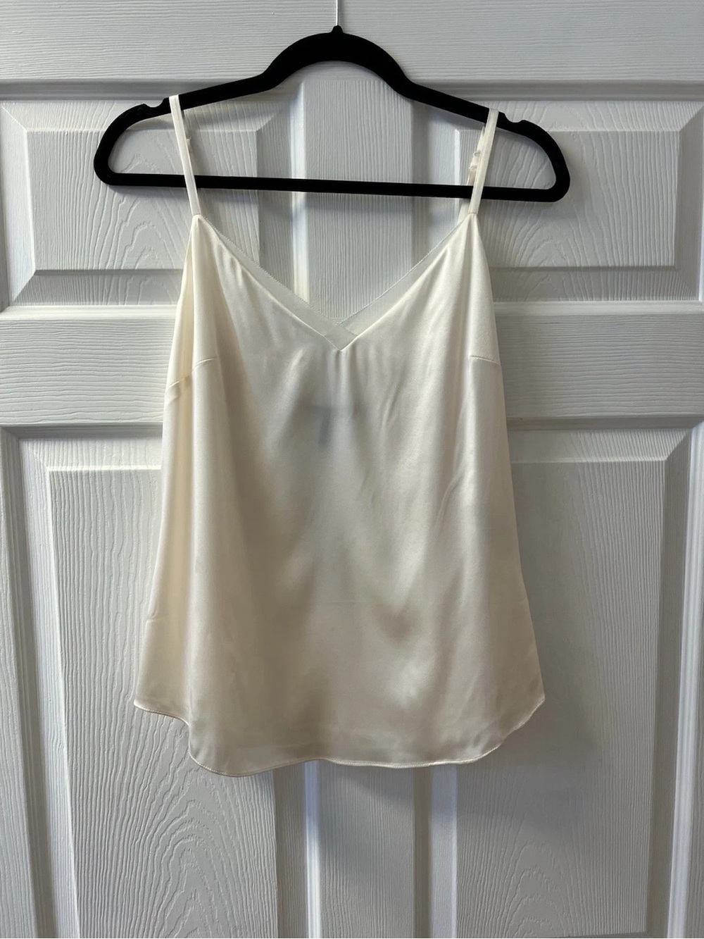 White House Black Market Cream Satin V-Neck Camisole